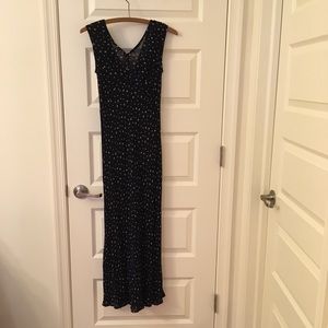 Vintage 90s navy flower print silky flowy dress